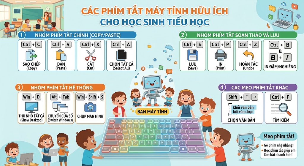 Các Phím Tắt Máy Tính "Thần Thánh" Giúp Học Sinh Tiểu Học Thao Tác Nhanh Như Chớp