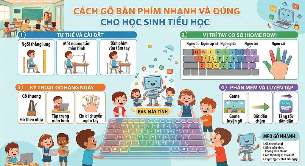 Tuyệt Chiêu Dạy Học Sinh Tiểu Học Gõ Bàn Phím Nhanh, Chuẩn 10 Ngón: Tạm Biệt Hội "Anh Hùng Mổ Cò"