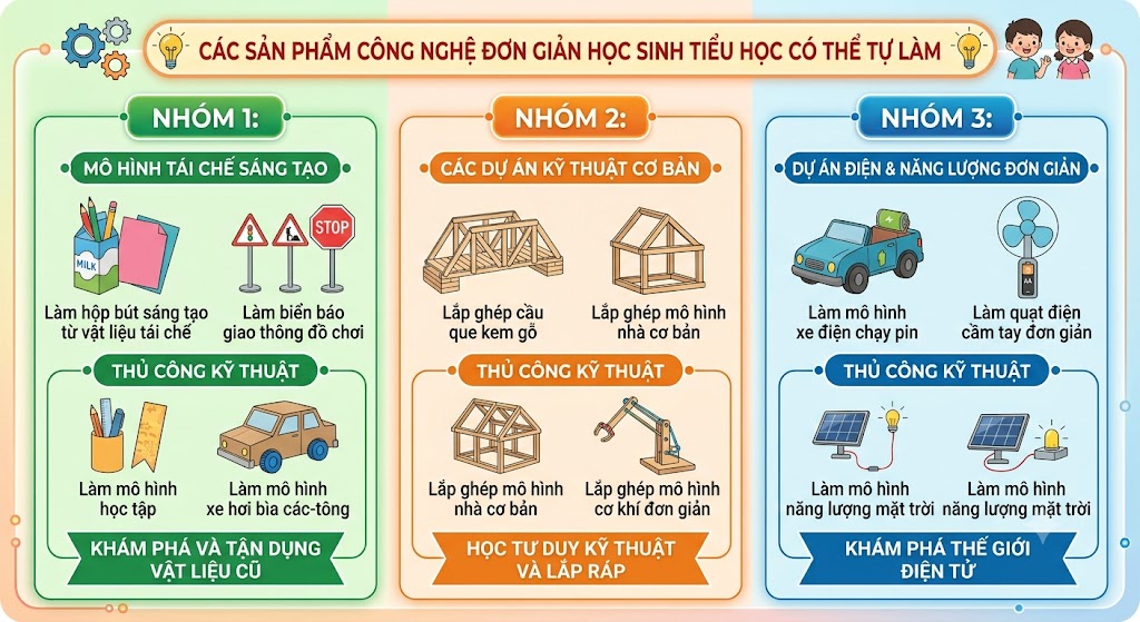 Các sản phẩm công nghệ đơn giản học sinh tiểu học có thể tự làm tại nhà