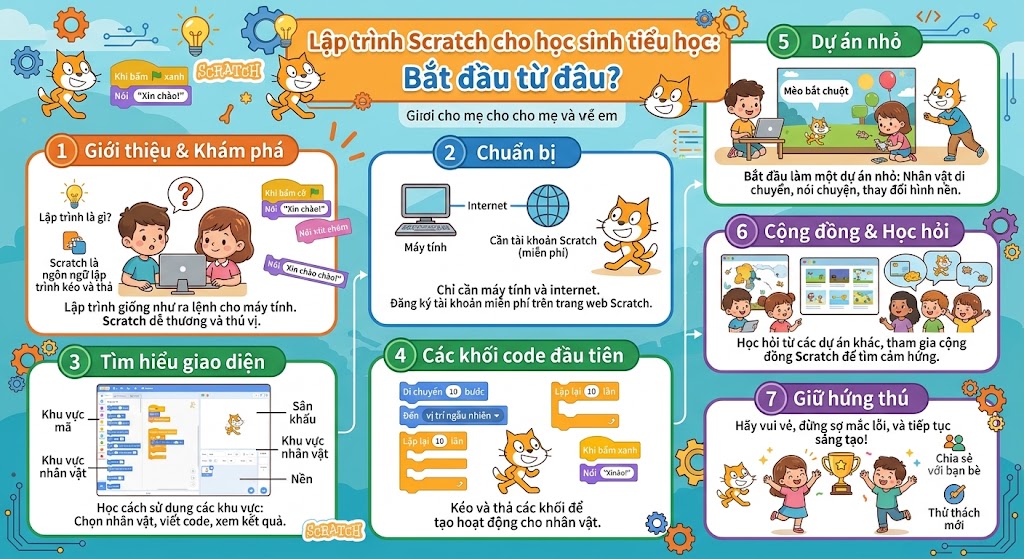 Lập trình Scratch cho học sinh tiểu học: Bắt đầu từ đâu? Hướng dẫn cho cha mẹ