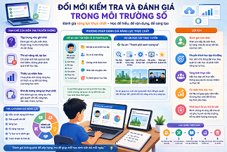 Đổi mới kiểm tra và đánh giá trong môi trường số: Nghiên cứu các phương pháp đánh giá năng lực thực chất thay vì ghi nhớ kiến thức, thông qua hồ sơ học tập điện tử (e-portfolio) và các dự án trực tuyến.