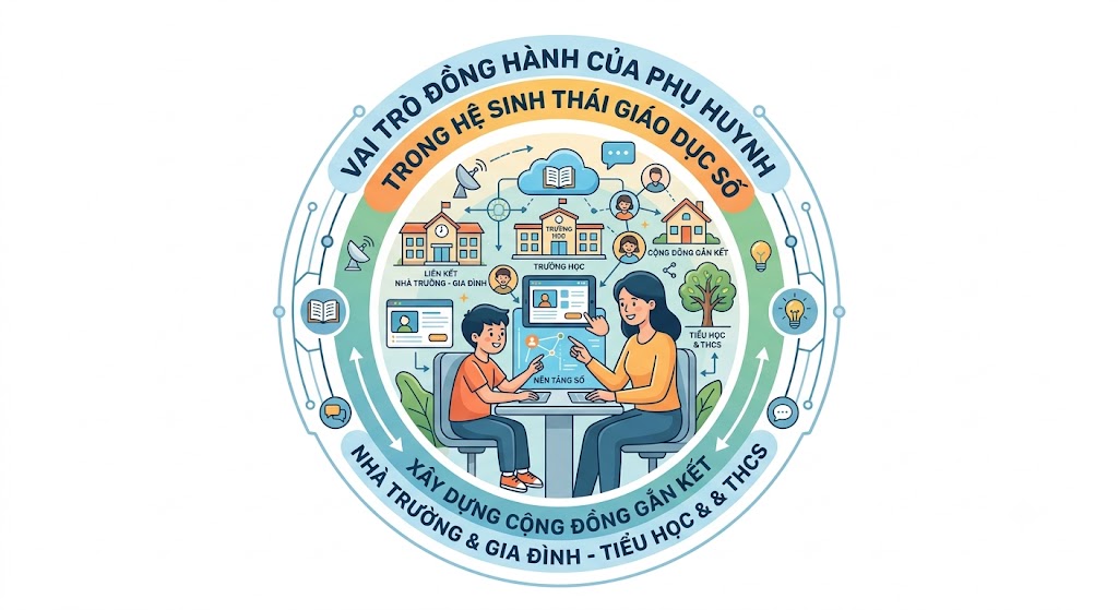 Vai trò đồng hành của phụ huynh trong hệ sinh thái giáo dục số: Nghiên cứu cách thức xây dựng cộng đồng gắn kết giữa nhà trường và gia đình trên các nền tảng số, đặc biệt ở bậc Tiểu học và THCS.