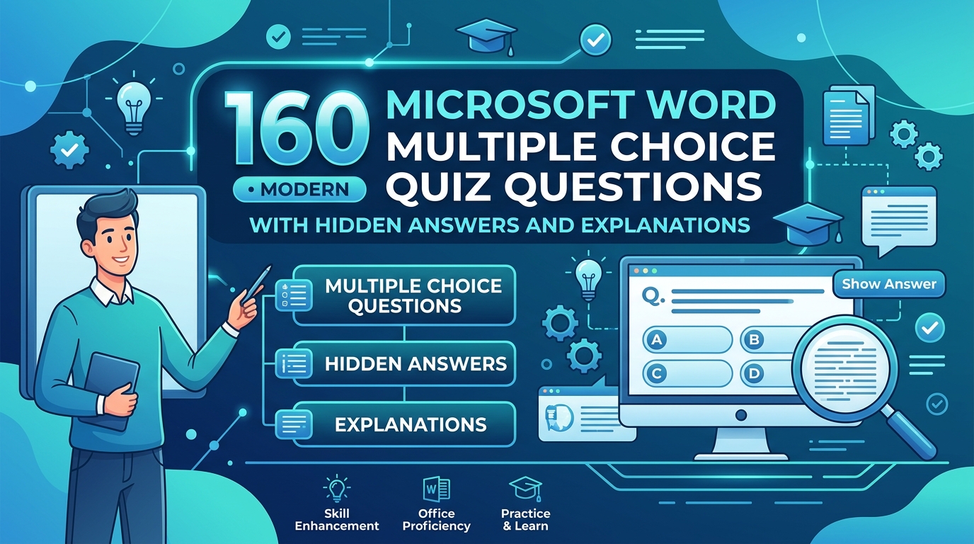 Bộ 160 câu hỏi trắc nghiệm Microsoft Word (Có đáp án & giải thích chi tiết)