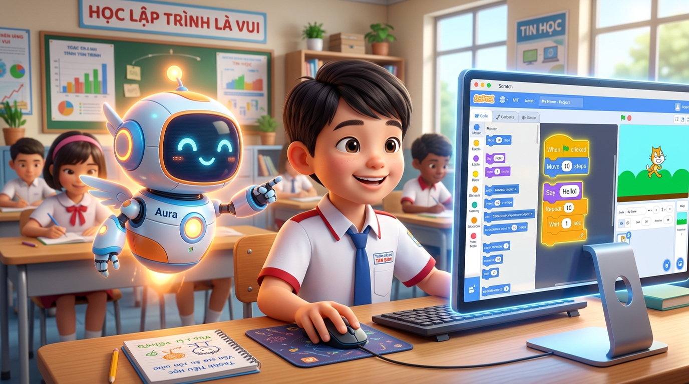 Trợ lý gia sư ảo AI đồng hành cùng học sinh lập trình Scratch